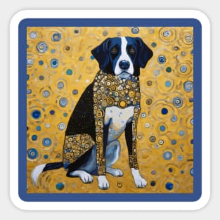 Gustav Klimt Style Dog with Blue and Gold Coat Sticker